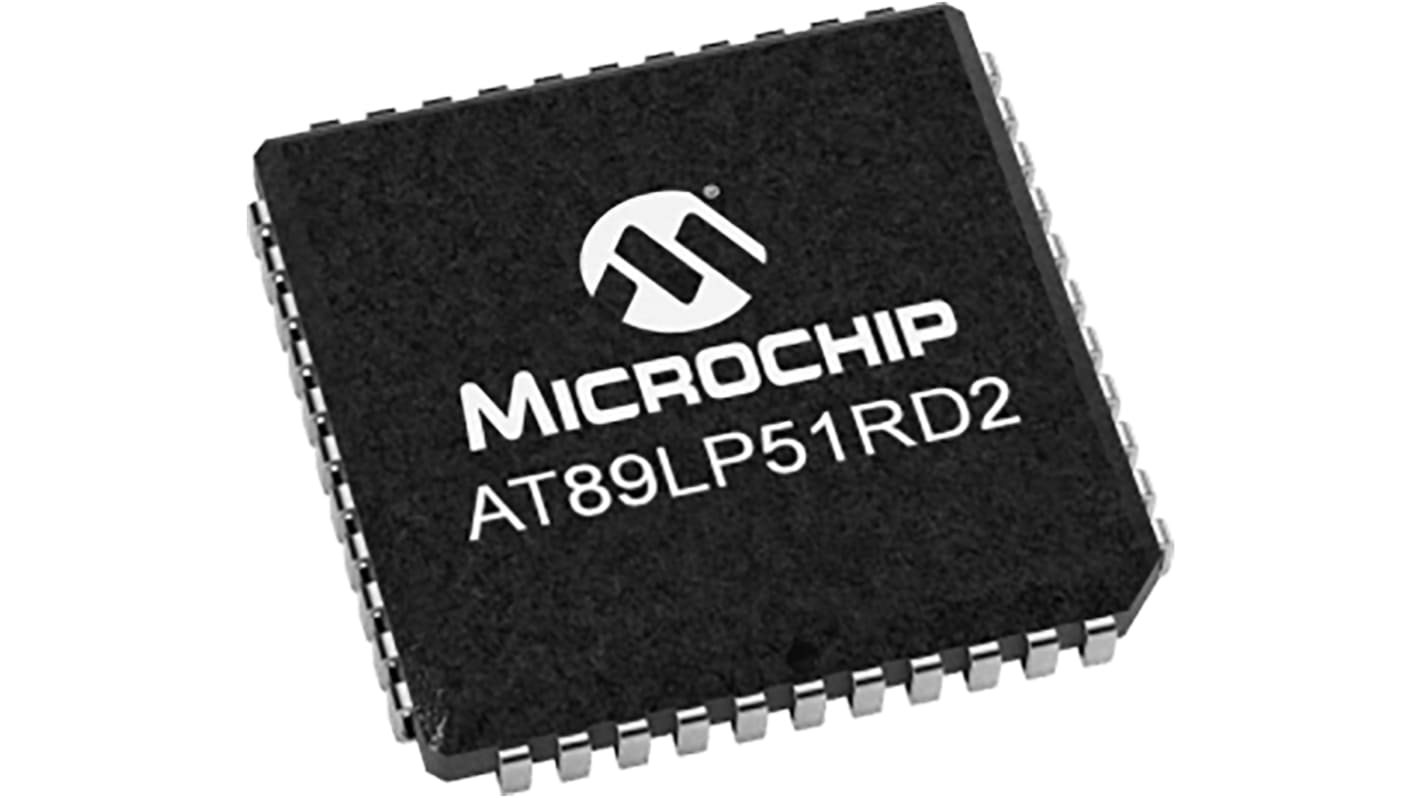 Microchip AT89LP51RD2-20JU, 8bit 8051 Microcontroller, AT89LP, 20MHz, 64 kB Flash, 44-Pin PLCC