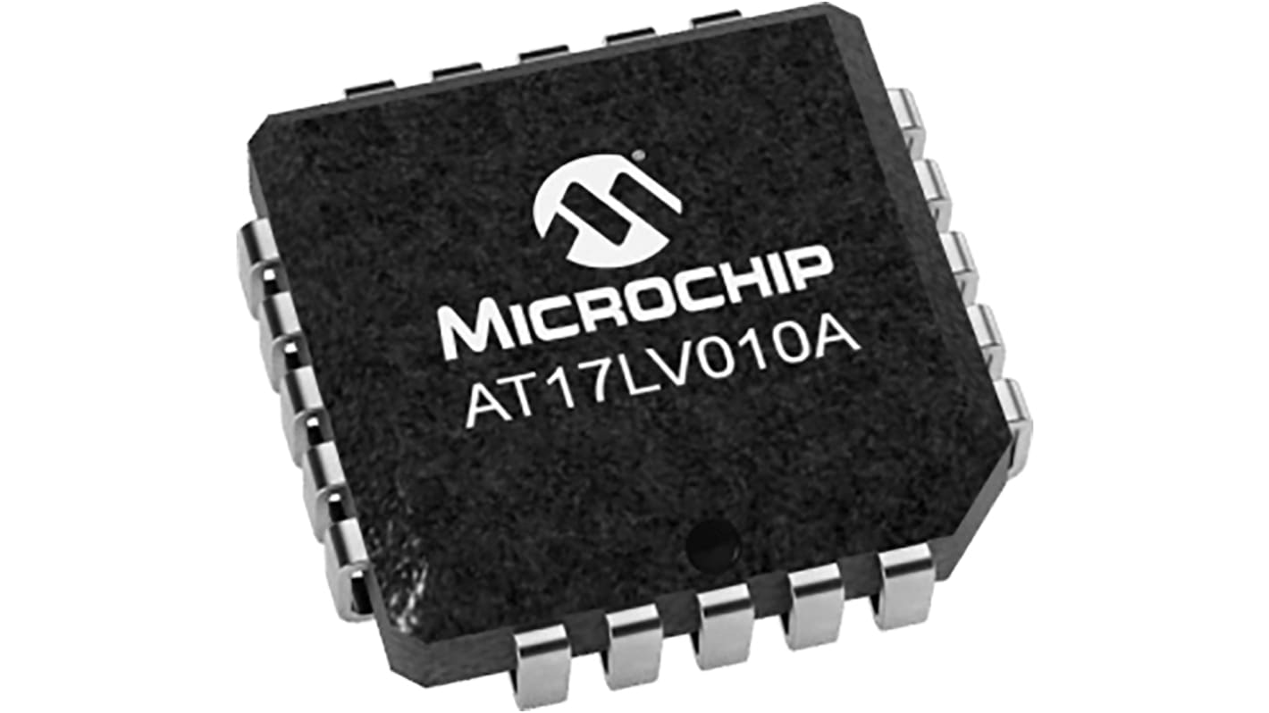 Memoria EEPROM AT17LV010A-10JU Microchip, 1Mbit, 1048576 x, 1bit, 2 cables, 20 pines PLCC