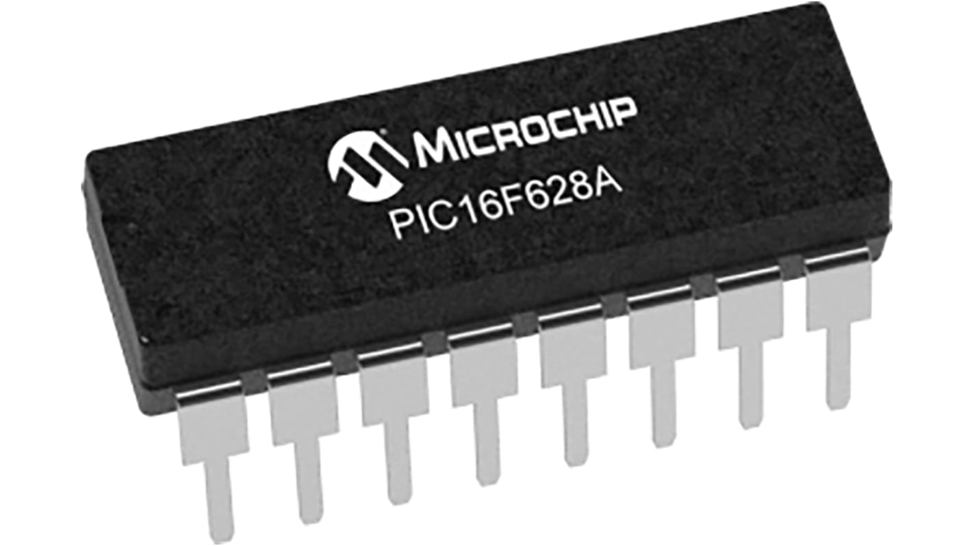 Microcontrolador Microchip PIC16F628A-E/P, núcleo PIC de 8bit, RAM 224 B, 20MHZ, PDIP de 18 pines