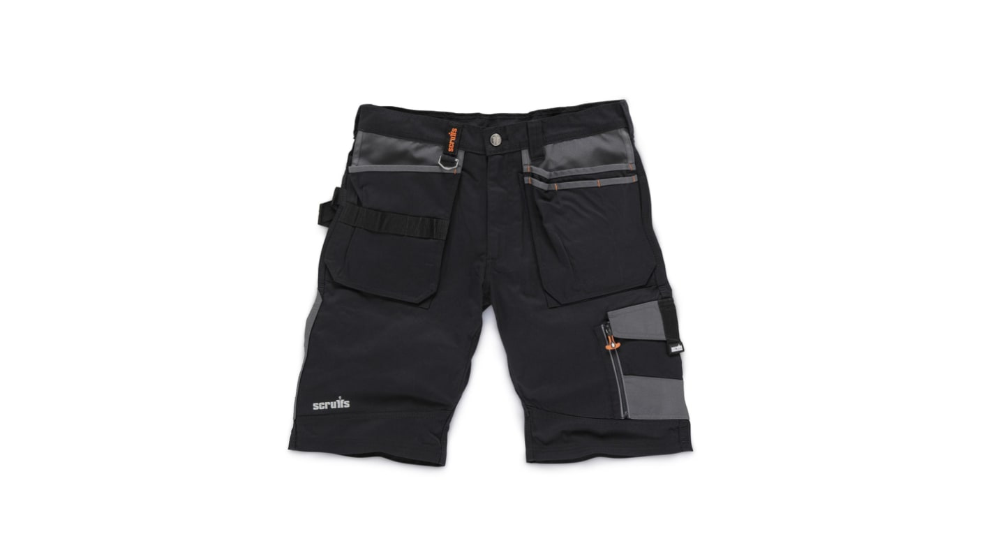 Pantalones cortos de trabajo  para hombre Scruffs de Tela de color Negro, talla 34plg