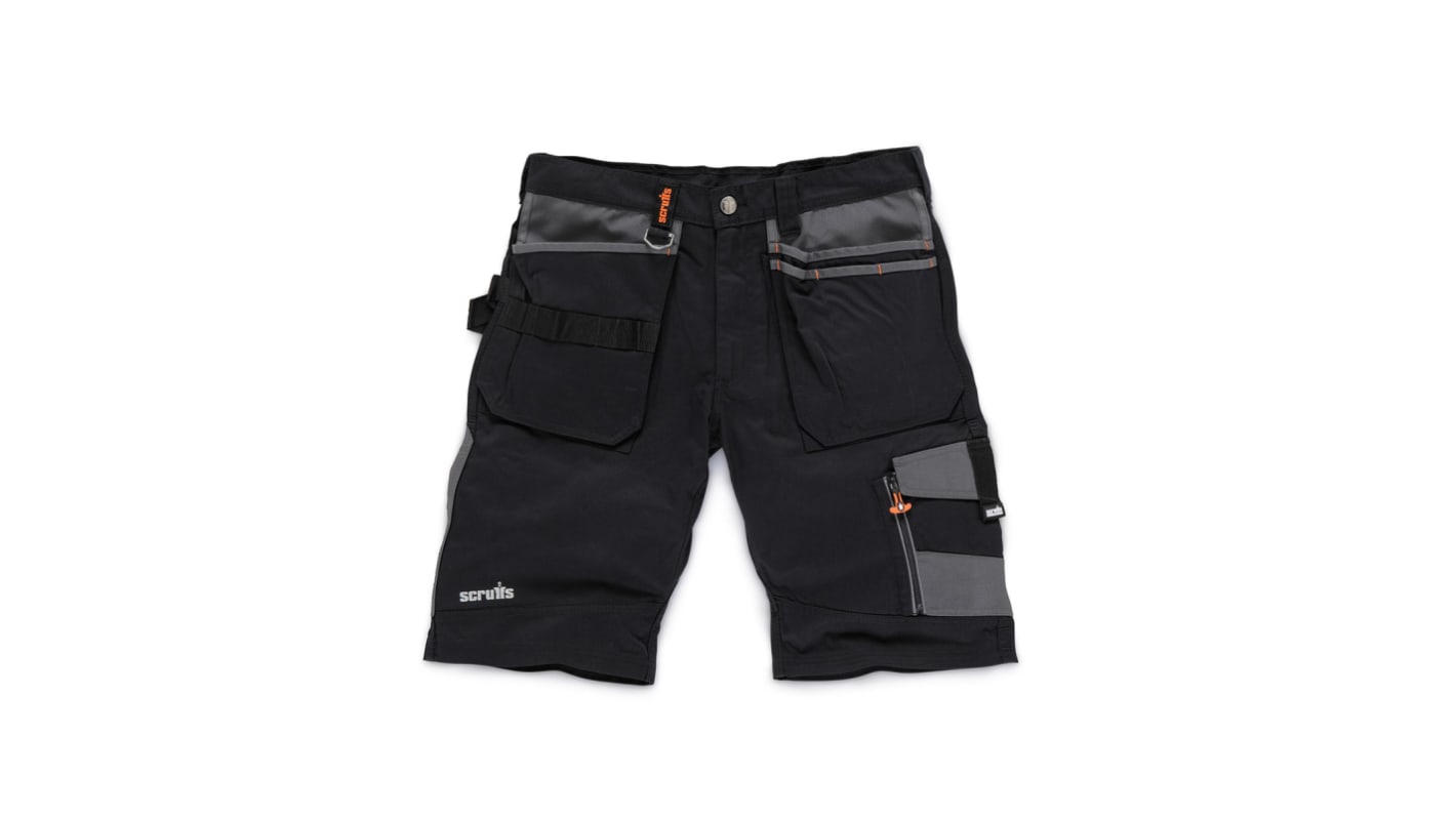 Short de travail Scruffs Trade, taille 38pouce, Noir, Homme, en Tissu