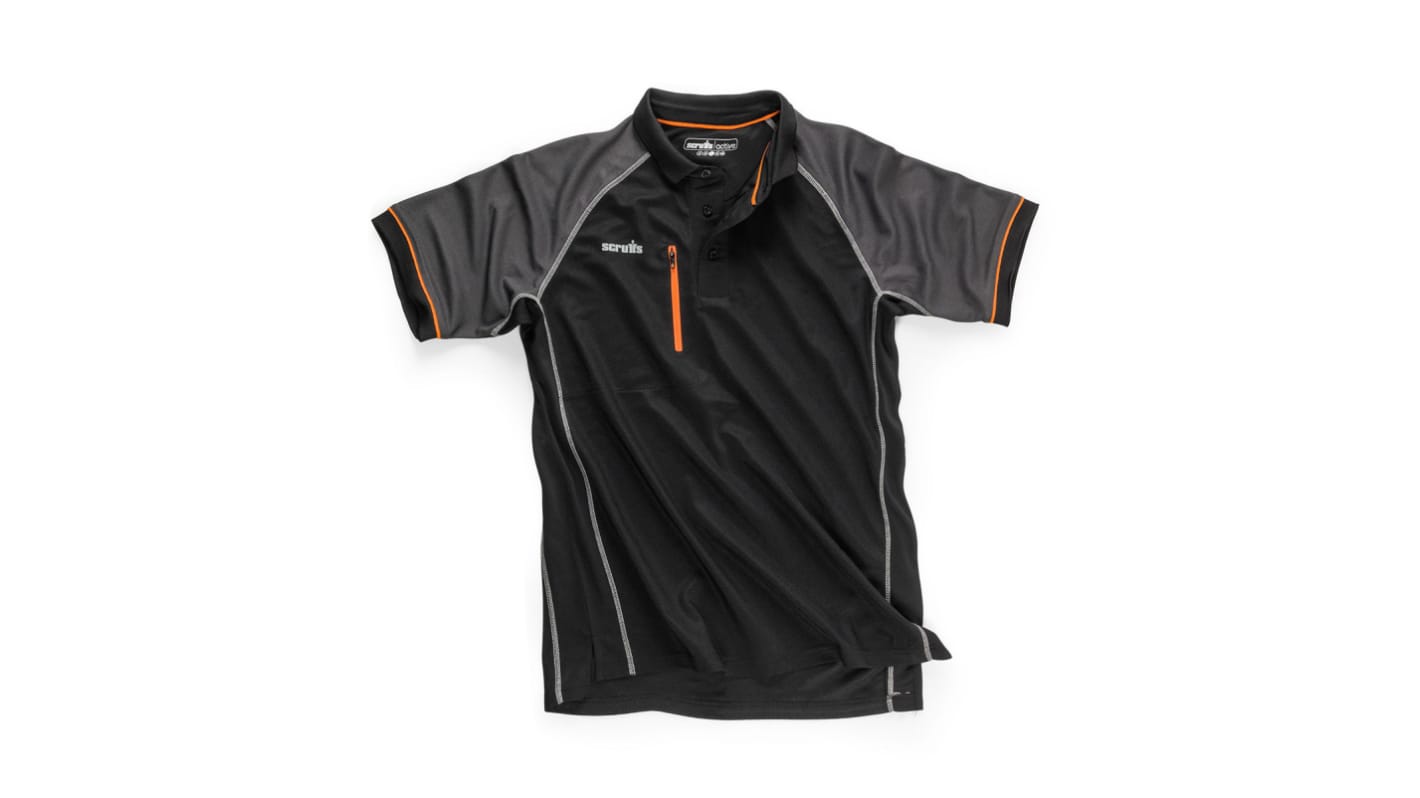 Scruffs Trade Active Black Polyester Polo Shirt, UK- M, EUR- 107/112