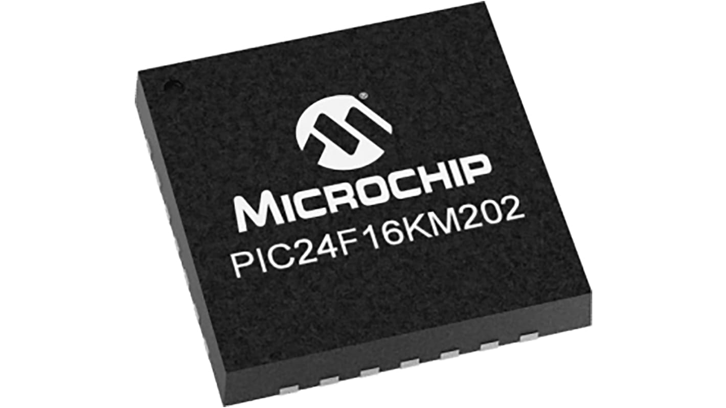 Microcontrolador Microchip PIC24F16KM202-I/ML, núcleo PIC de 16bit, RAM 2 kB, 32MHZ, QFN de 28 pines