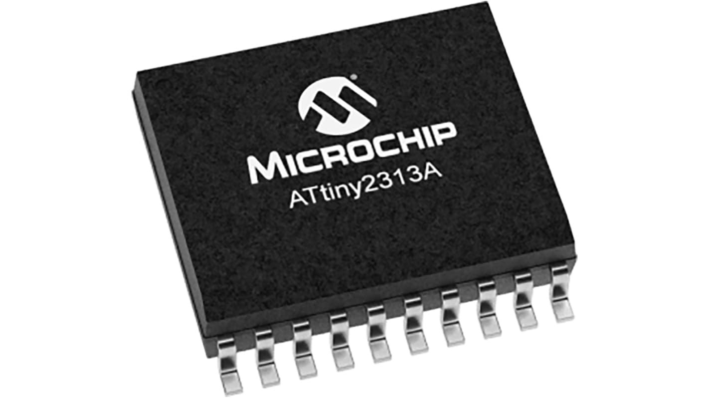 Microcontrolador Microchip ATTINY2313A-SUR, núcleo AVR de 8bit, RAM 128 B, 20MHZ, SOIC de 20 pines