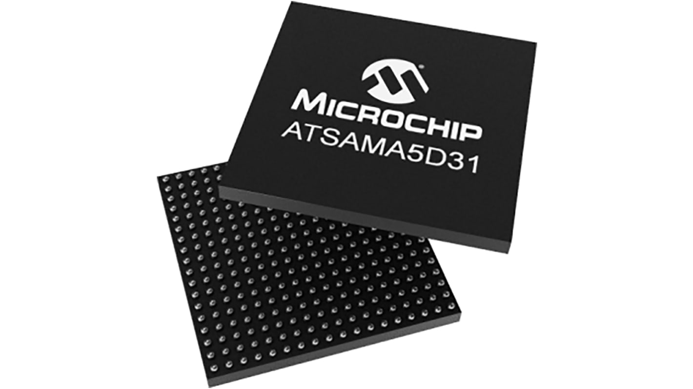 Microchip ATSAMA5D31A-CUR, 32 bit, 64 bit ARM Cortex A5 Microcontroller, ATSAM, 536MHz, 160 kB Flash, 324-Pin LFBGA