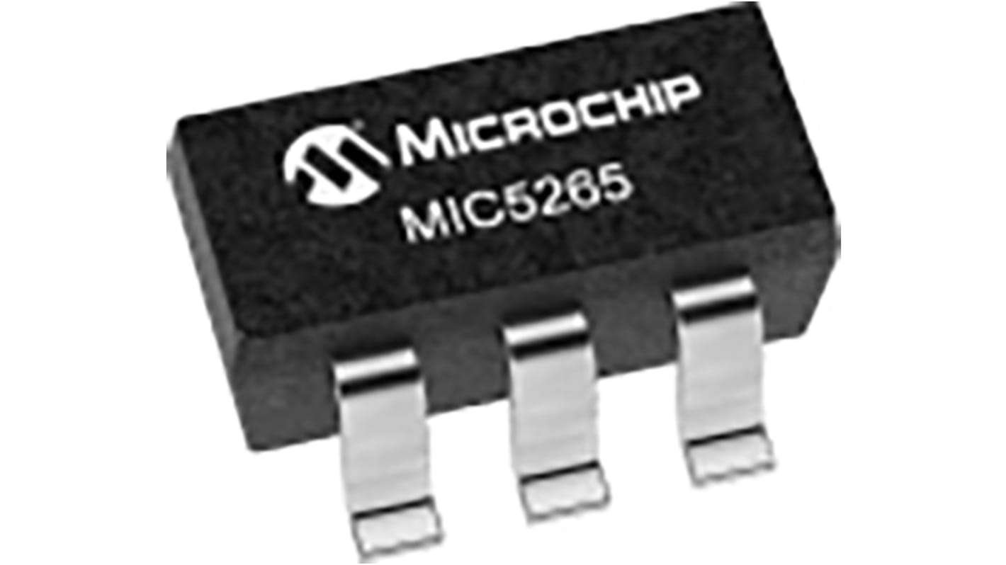 Microchip 電圧レギュレータ 低ドロップアウト電圧 1.8 V, 5-Pin, MIC5265-1.8YD5-TR