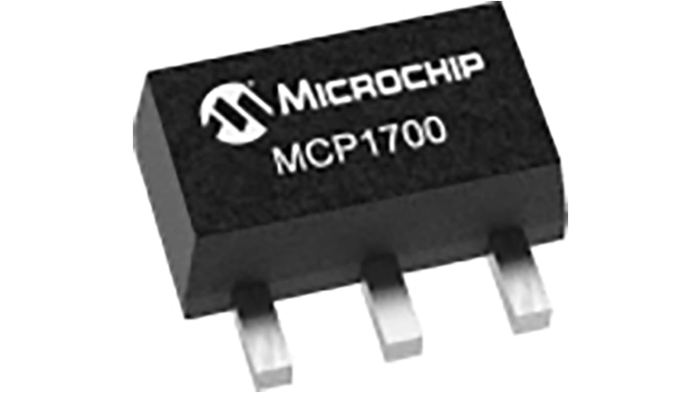 Microchip 電圧レギュレータ 低ドロップアウト電圧 3 V, 3-Pin, MCP1700T-3002E/MB