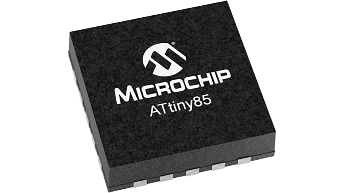 Microchip ATTINY85-20MU, 8bit AVR Microcontroller, ATtiny85, 20MHz, 8 kB Flash, 8-Pin VQFN