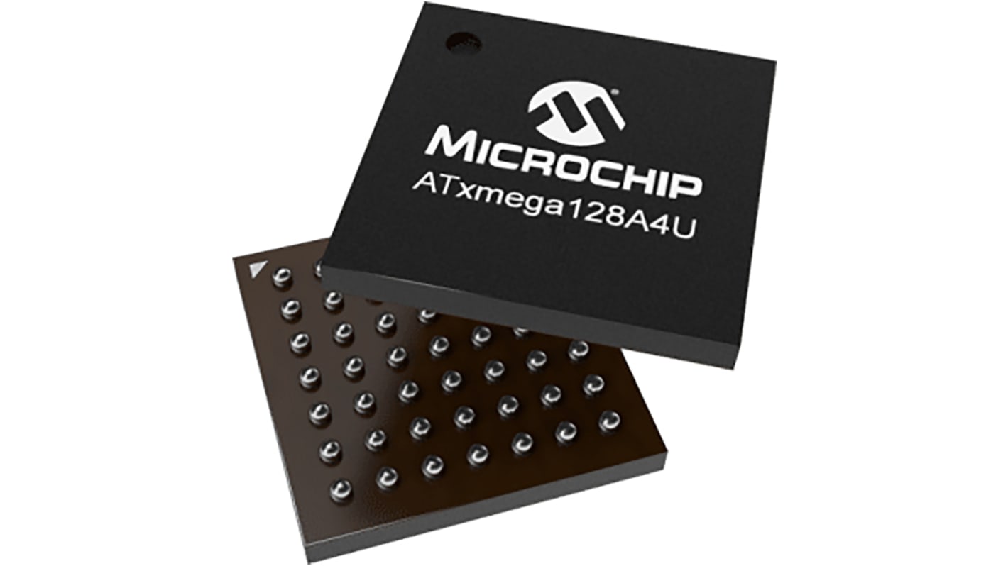 Microchip ATXMEGA128A4U-CU, 8bit AVR Microcontroller, ATmega, 32MHz, 128 kB Flash, 49-Pin VFBGA