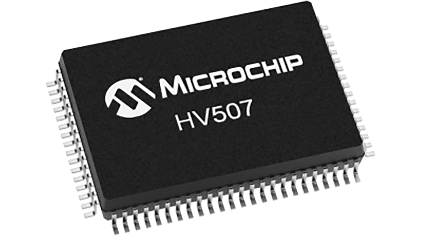 Registro de desplazamiento HV507PG-G, CMOS, 64 bits Convertidor de serie a paralelo 80 pines PQFN 18