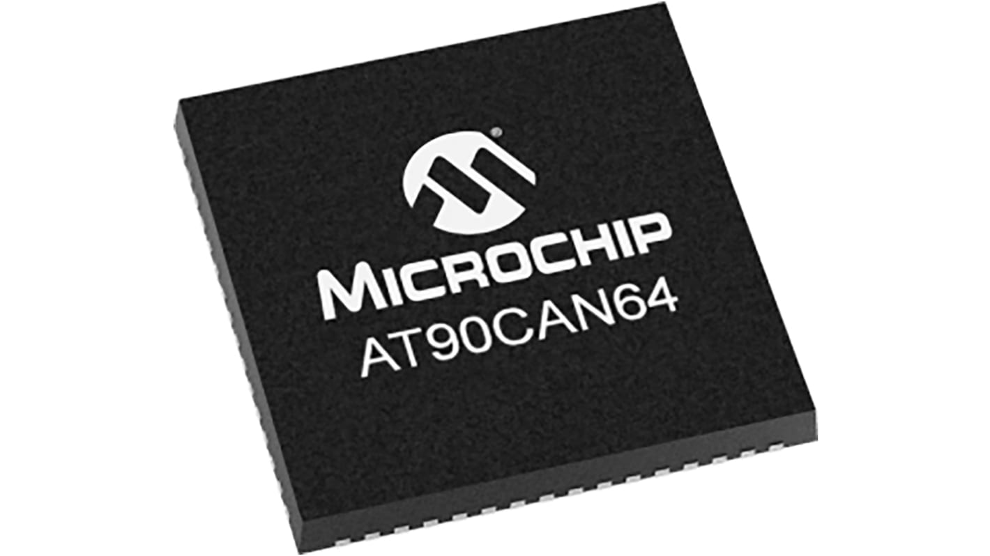 Microchip AT90CAN64-16MU, 8bit AVR Microcontroller, AT90, 16MHz, 64 kB Flash, 64-Pin QFN