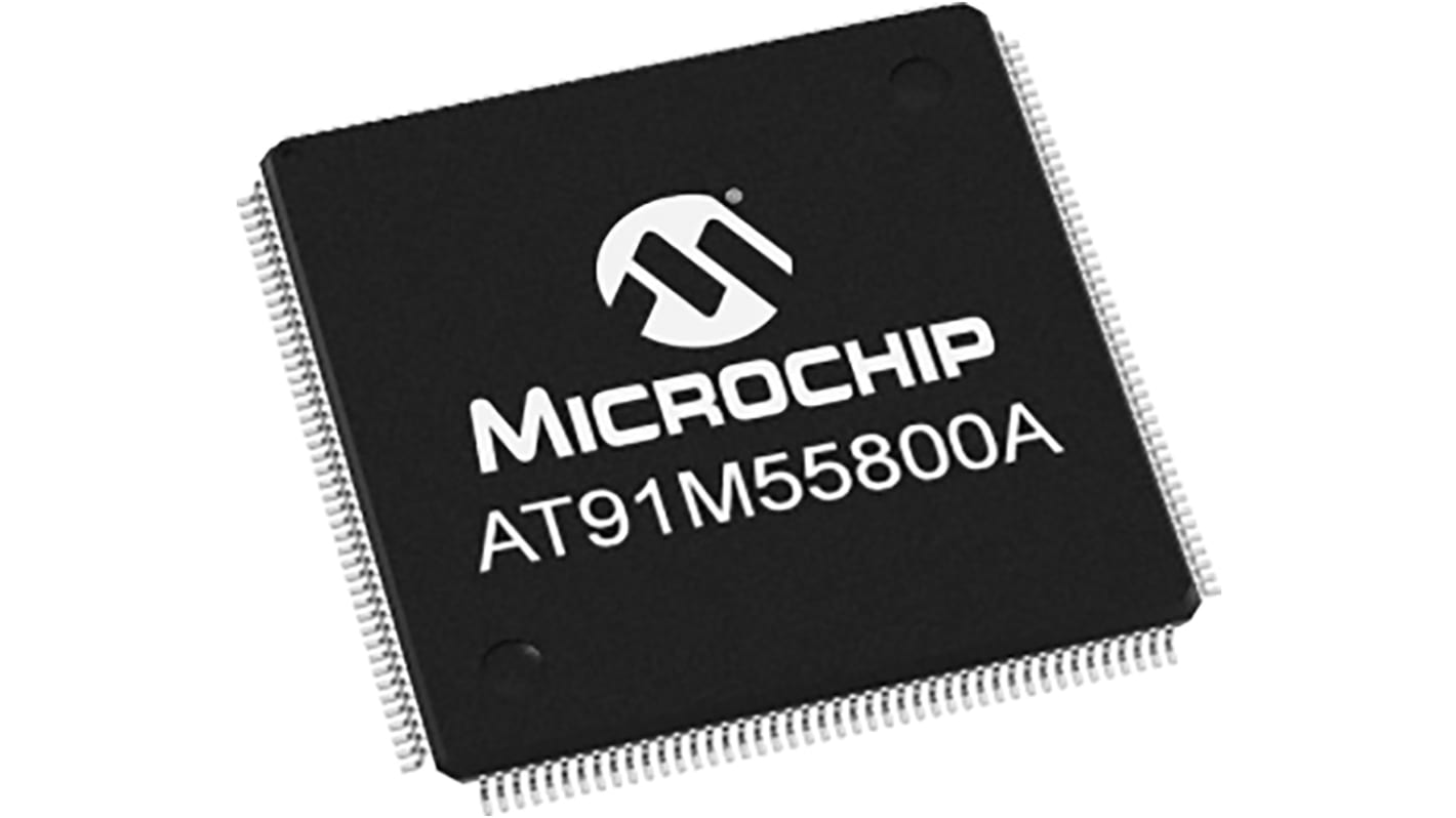 Microcontrolador Microchip AT91M55800A-33AU, núcleo ARM de 32bit, RAM 8 kB, 33MHZ, LQFP de 176 pines