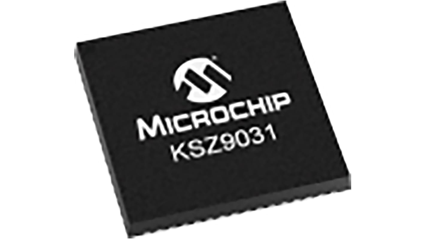 マイクロチップ,  AEC-Q100 イーサネットトランシーバ 1000BASE-T, 100BASE-TX, 10BASE-T, IEEE 802.3, 3.3 V, 48-Pin QFN