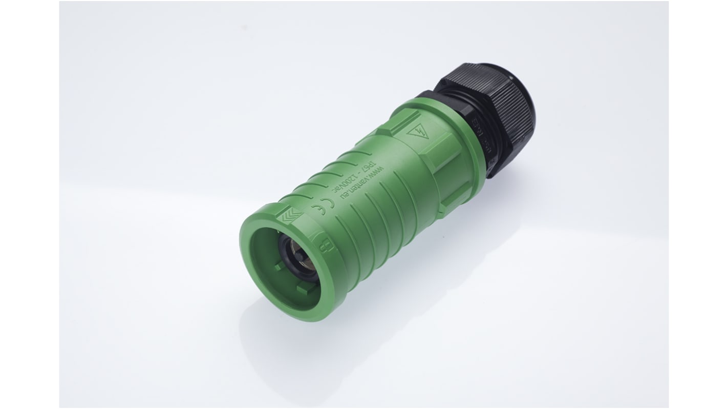 Radiall, SPPC-HK IP2X, IP67 Green Cable Mount 1P Industrial Power Socket, Rated At 400A, 1.25 kV