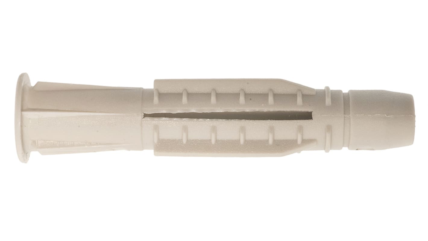 RS PRO Natural Plastic Wall Plug, 35mm Length, 6mm Fixing Hole Diameter