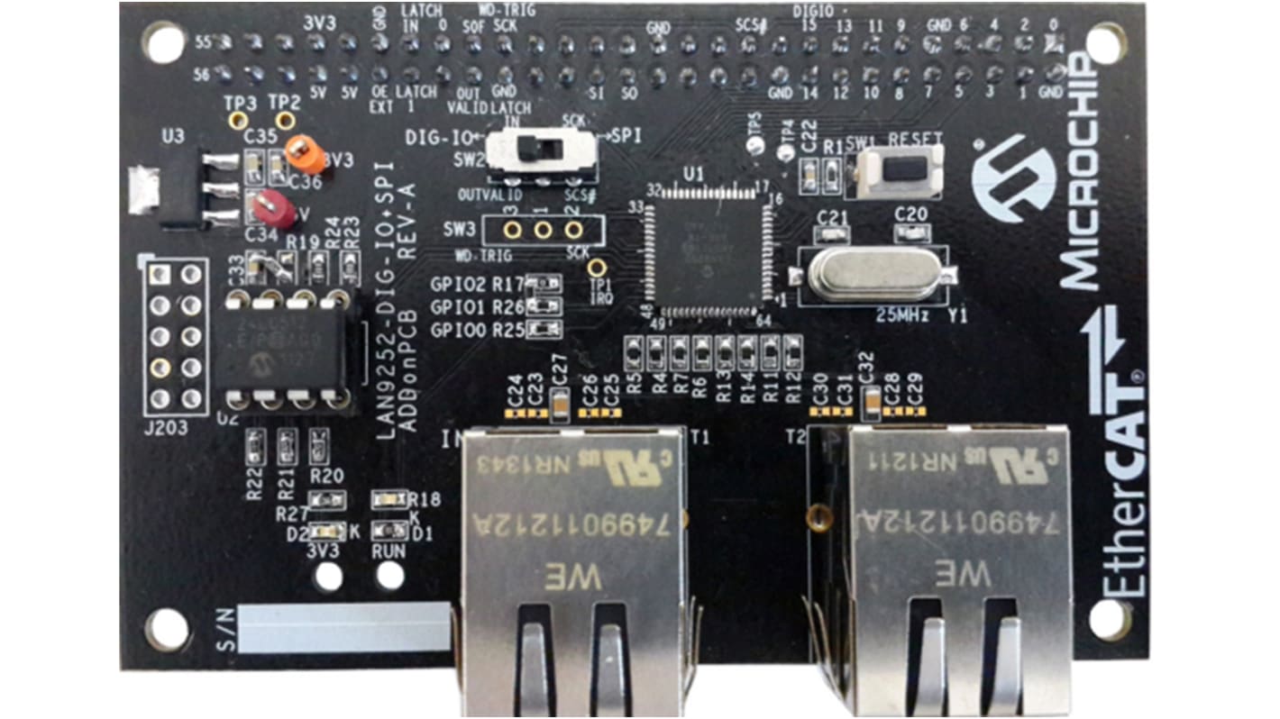 Placa complementaria Microchip EVB-LAN9252-ADD-ON