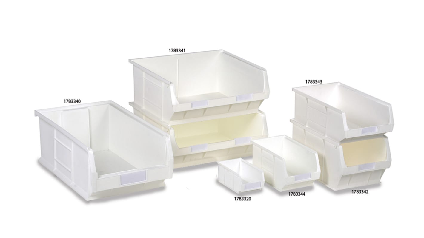 RS PRO 1.27L White PP Euro Containers, 75mm x 165mm x 100mm