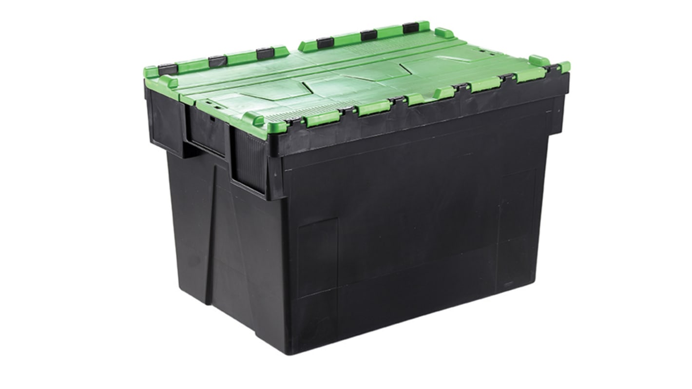 Caja de almacenamiento con tapa combinada RS PRO de PP Verde, de 77L, 600mm x 400mm x 400mm