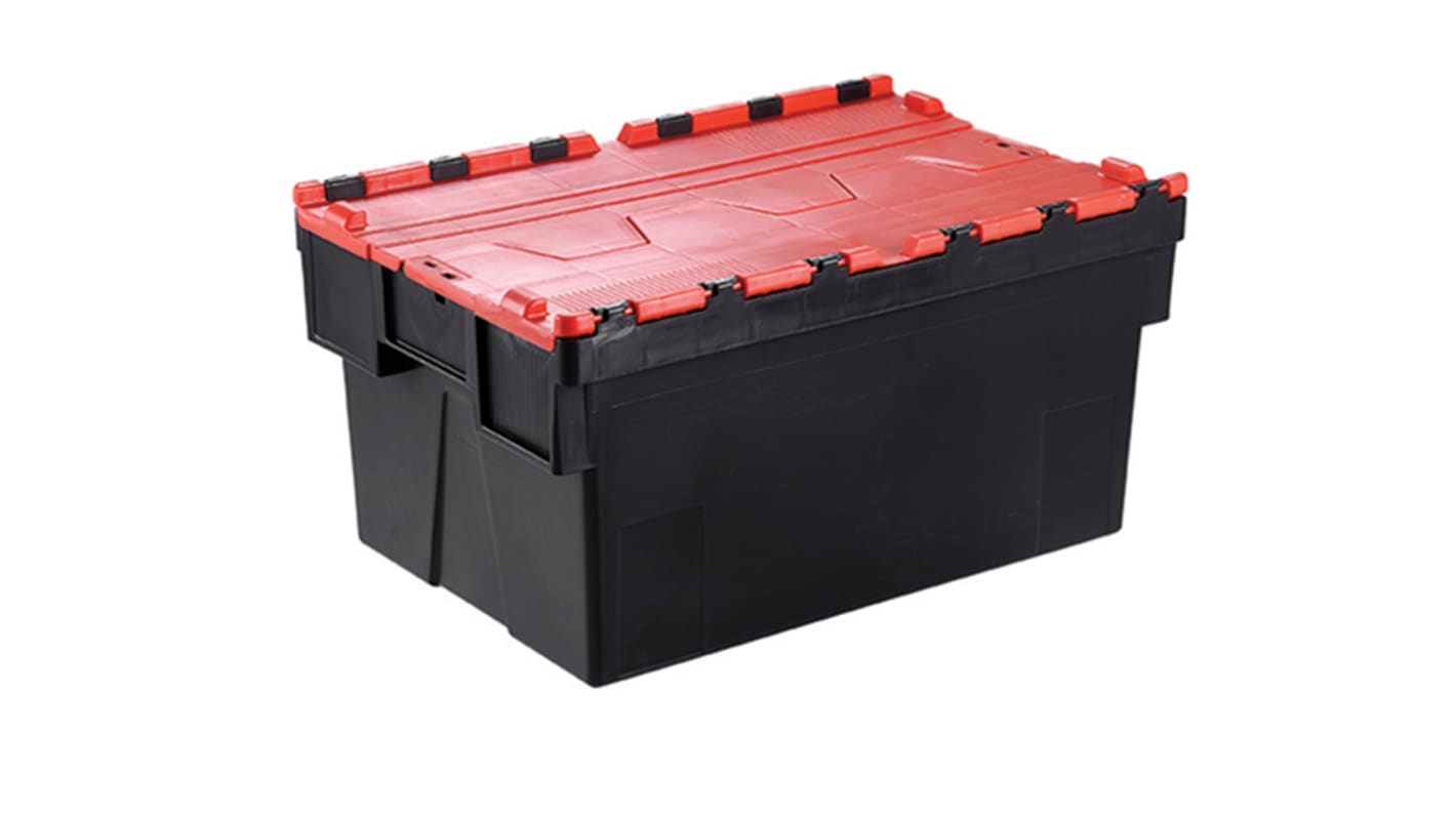 Caja de almacenamiento con tapa combinada RS PRO de PP Rojo, de 56L, 600mm x 400mm x 310mm