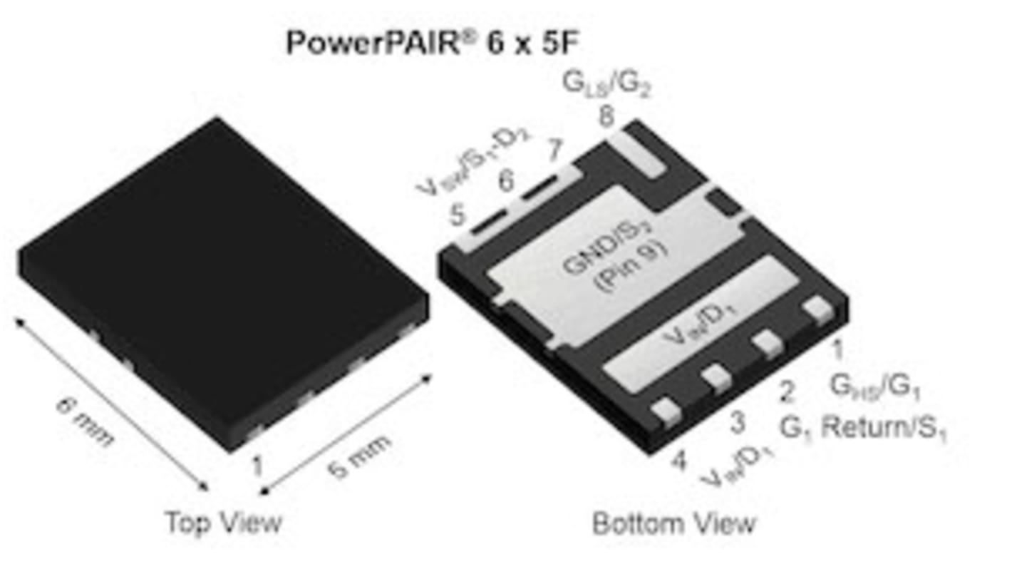 Dual N-Channel MOSFET, 60 A, 30 V, 8-Pin PowerPAIR 6 x 5F Vishay Siliconix SiZF906ADT-T1-GE3