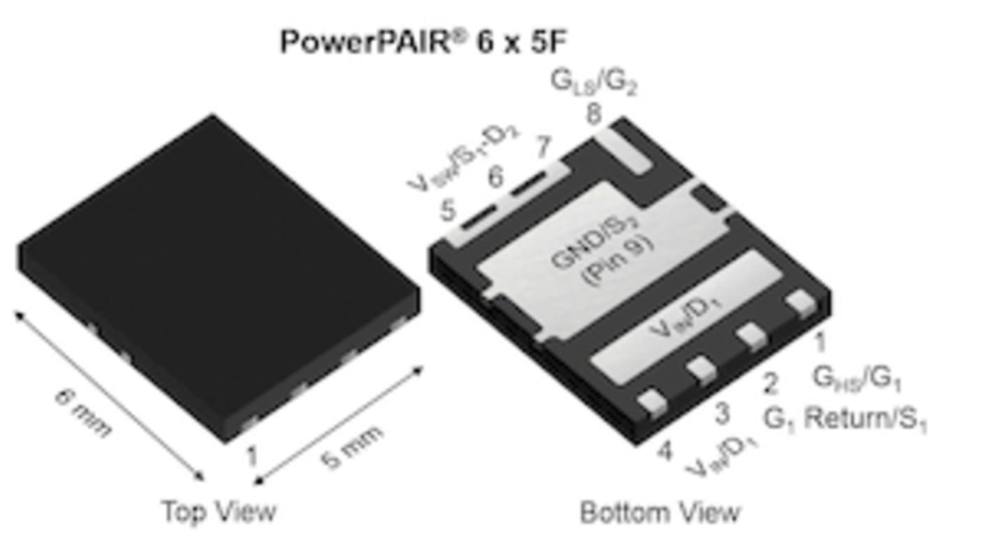 Dual N-Channel MOSFET, 40 (Channnel 1) A, 60 (Channel 2) A, 30 V, 8-Pin PowerPAIR 6 x 5 Vishay Siliconix