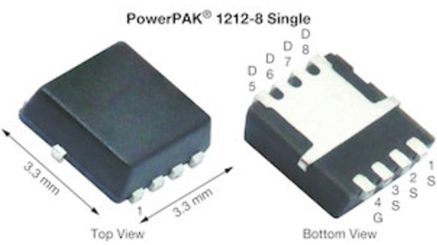 MOSFET Vishay Siliconix, canale N, 70 mΩ, 14,2 A, PowerPAK 1212-8, Montaggio superficiale