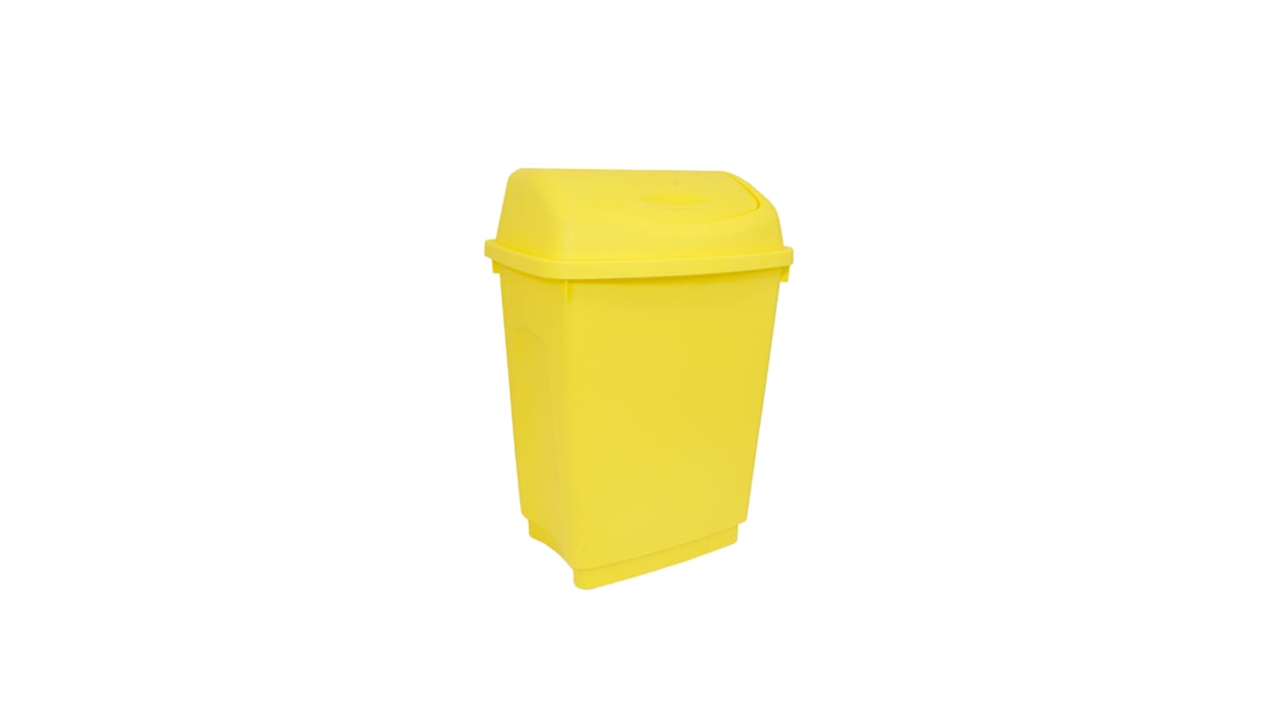 RS PRO 50L Yellow Flip Plastic Waste Bin