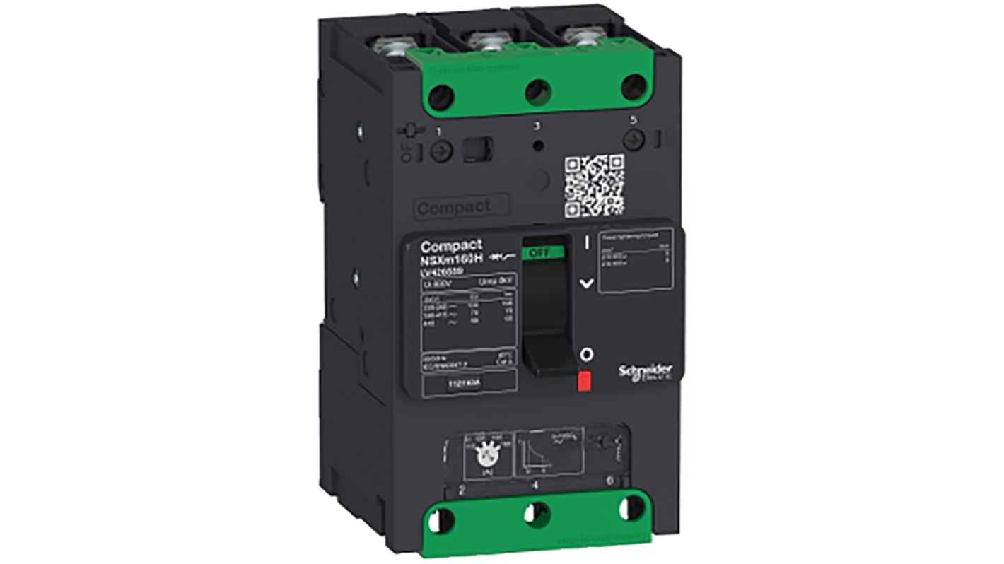 MCCB Schneider Electric, 3 Polos, 16A, Capacidad de Ruptura 50 kA, Montaje a presión, Compacto, NSXm