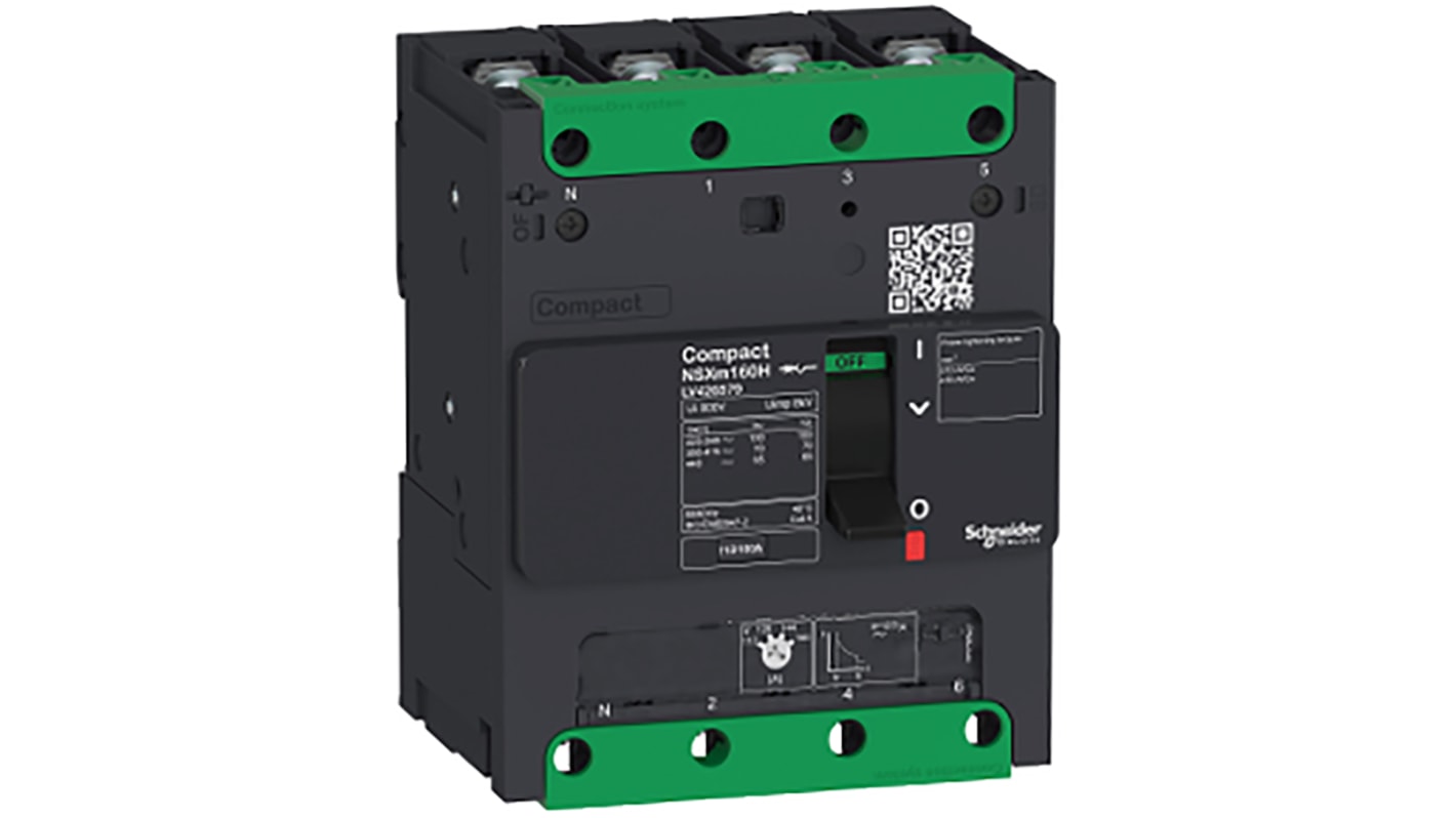 MCCB Schneider Electric, 4 Polos, 16A, Capacidad de Ruptura 50 kA, Montaje a presión, Compacto, NSXm