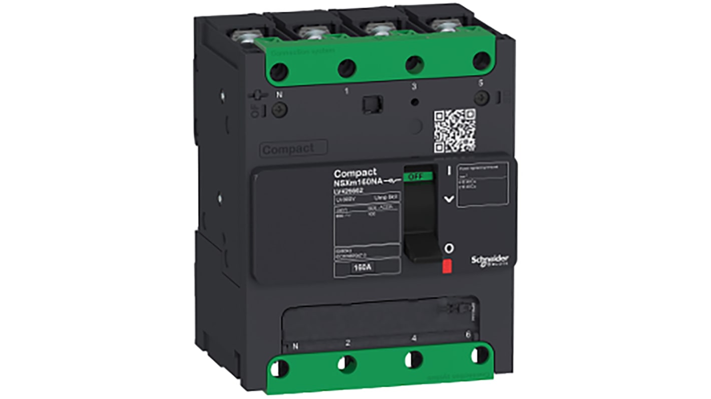 Schneider Electric Kompakt NSXm, Leistungsschalter MCCB 4-polig, 160A 690V, Klemmbefestigung, L. 108mm