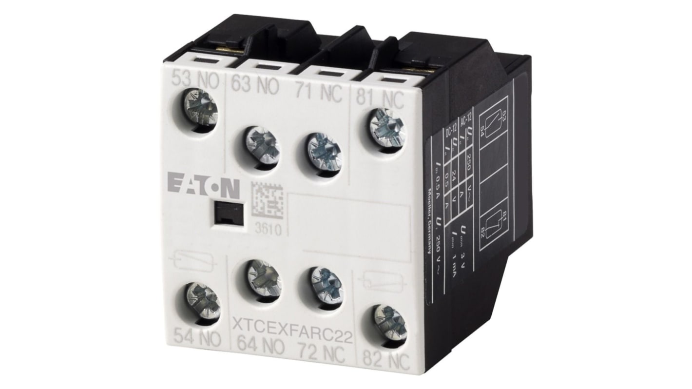 Eaton Auxiliary Contact, 4 Contact, 2NC + 2NO, Front Mount