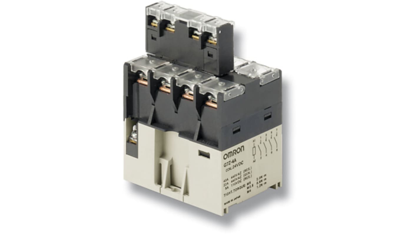 Relé de potencia sin enclavamiento Omron G7Z de 2 polos, bobina 24V dc, 25A, Montaje en panel