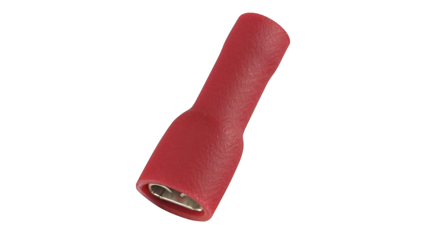 Terminal de lengüeta hembra aislado de color Rojo RS PRO de crimpar, 0.8 x 4.75mm, 0.5mm² → 1.5mm², long. 20.5mm, de