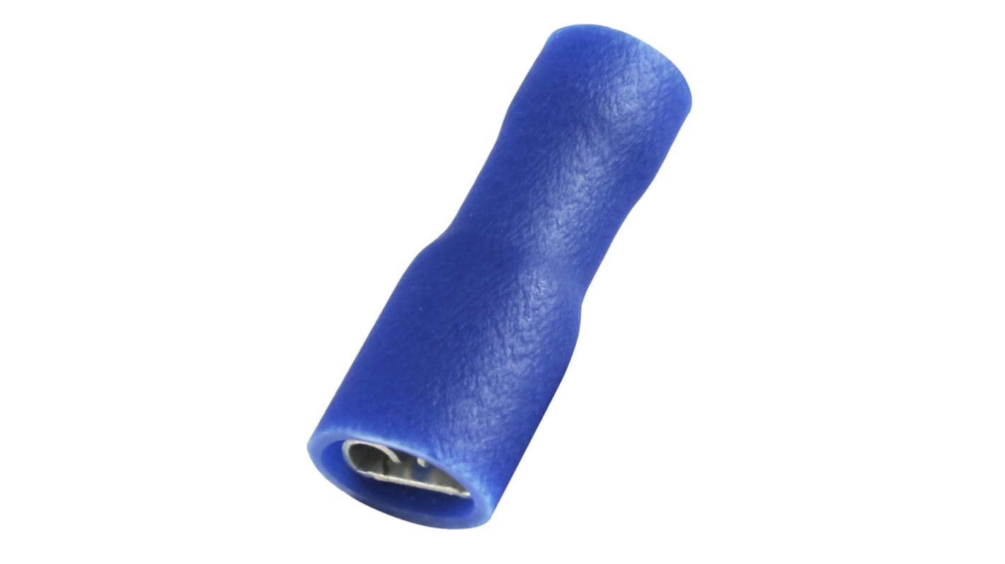 RS PRO Blue Insulated Female Spade Connector, Double Crimp, 0.5 x 4.75mm Tab Size, 1.5mm² to 2.5mm²