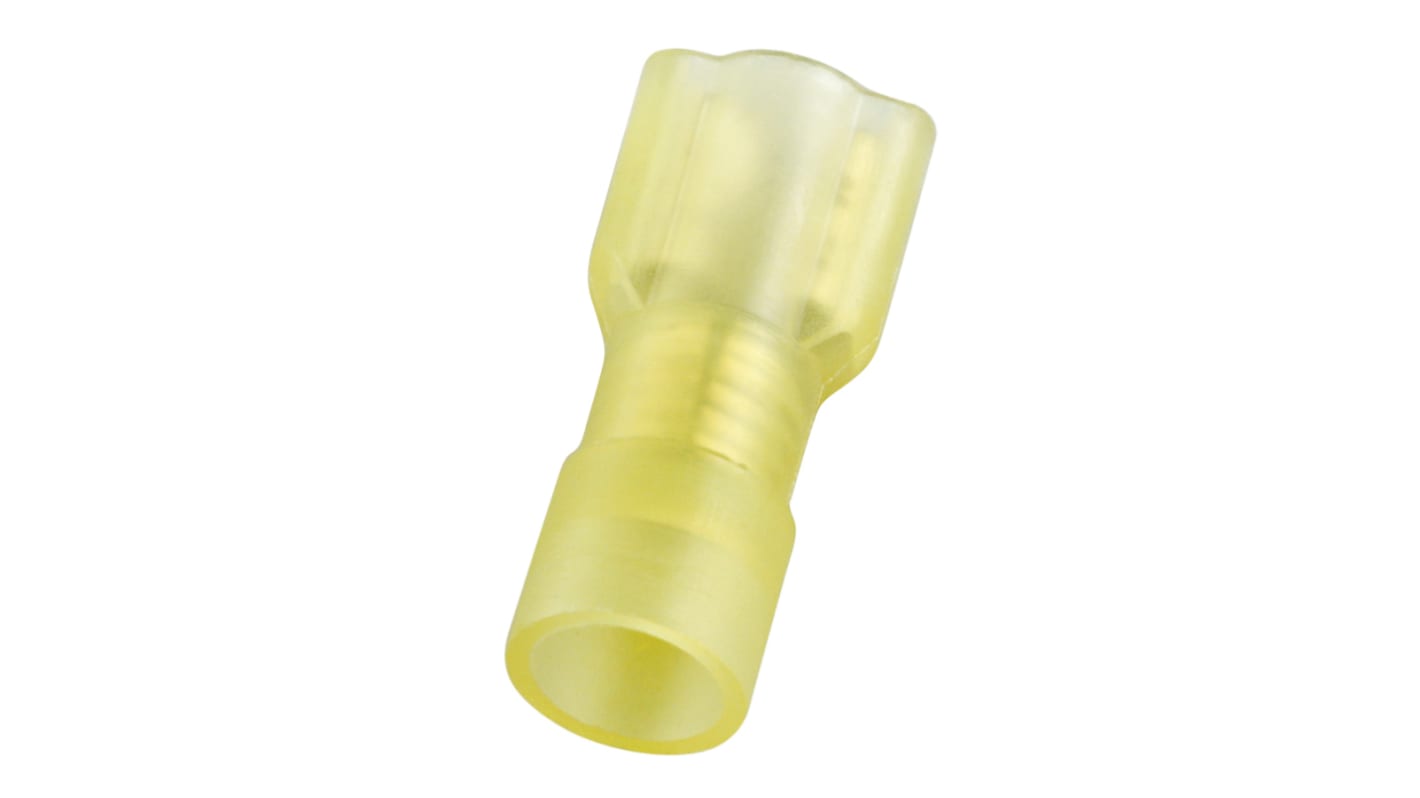 RS PRO Yellow Insulated Female Spade Connector, Receptacle, 0.8 x 6.35mm Tab Size, 4mm² to 6mm²