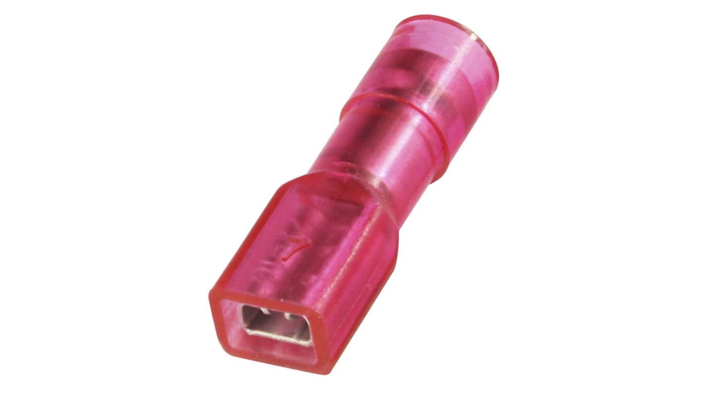 Terminal de lengüeta hembra aislado de color Rojo RS PRO de crimpar, 0.5 x 2.8mm, 0.5mm² → 1.5mm², long. 19.5mm, de