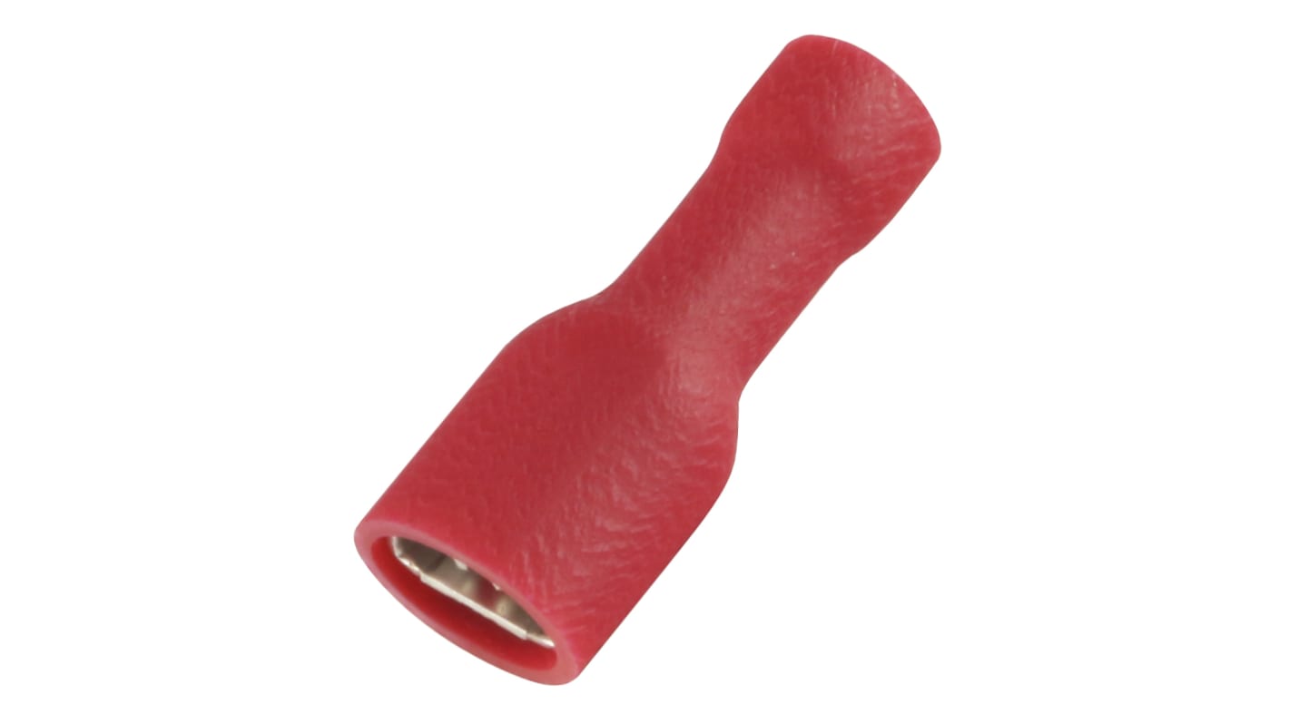 Terminal de lengüeta hembra aislado de color Rojo RS PRO de crimpar, 0.5 x 4.75mm, 0.5mm² → 1.5mm², long. 19.5mm, de