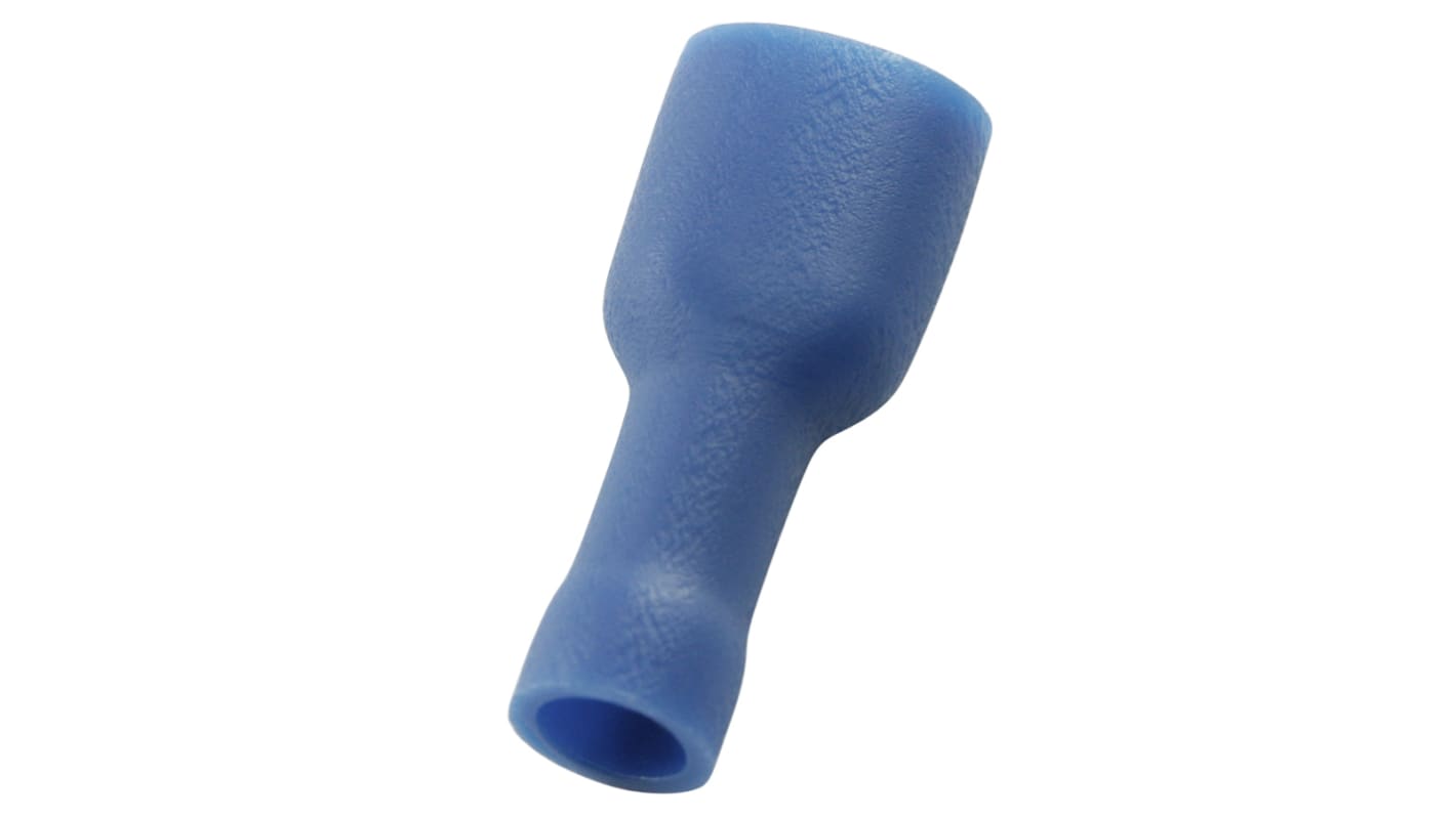 Terminal de lengüeta hembra aislado de color Azul RS PRO de crimpar, 0.8 x 6.35mm, 1.5mm² → 2.5mm², long. 22mm, de Latón