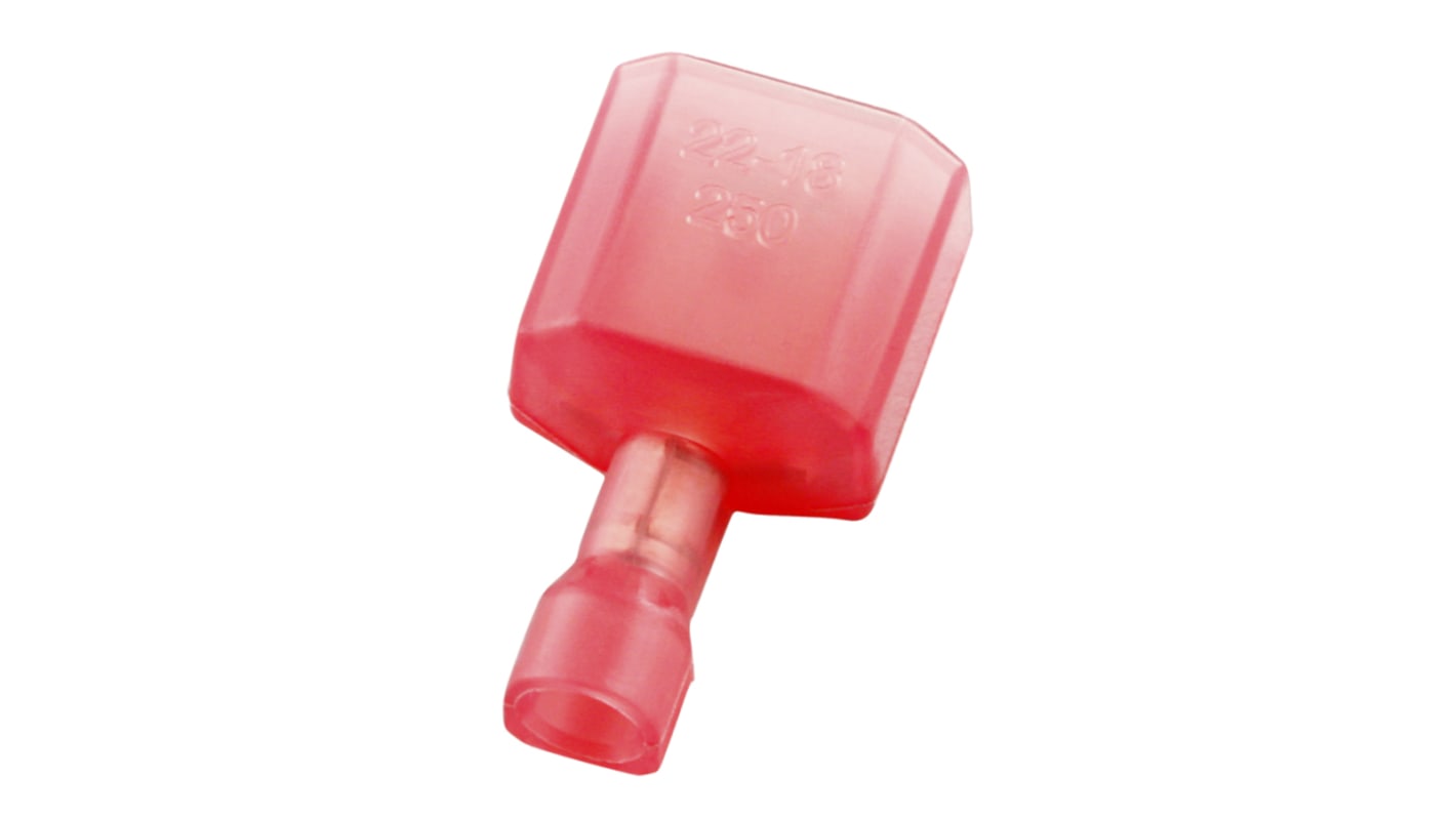 RS PRO Red Insulated Male Spade Connector, Tab, 0.8 x 6.35mm Tab Size, 0.5mm² to 1.5mm²