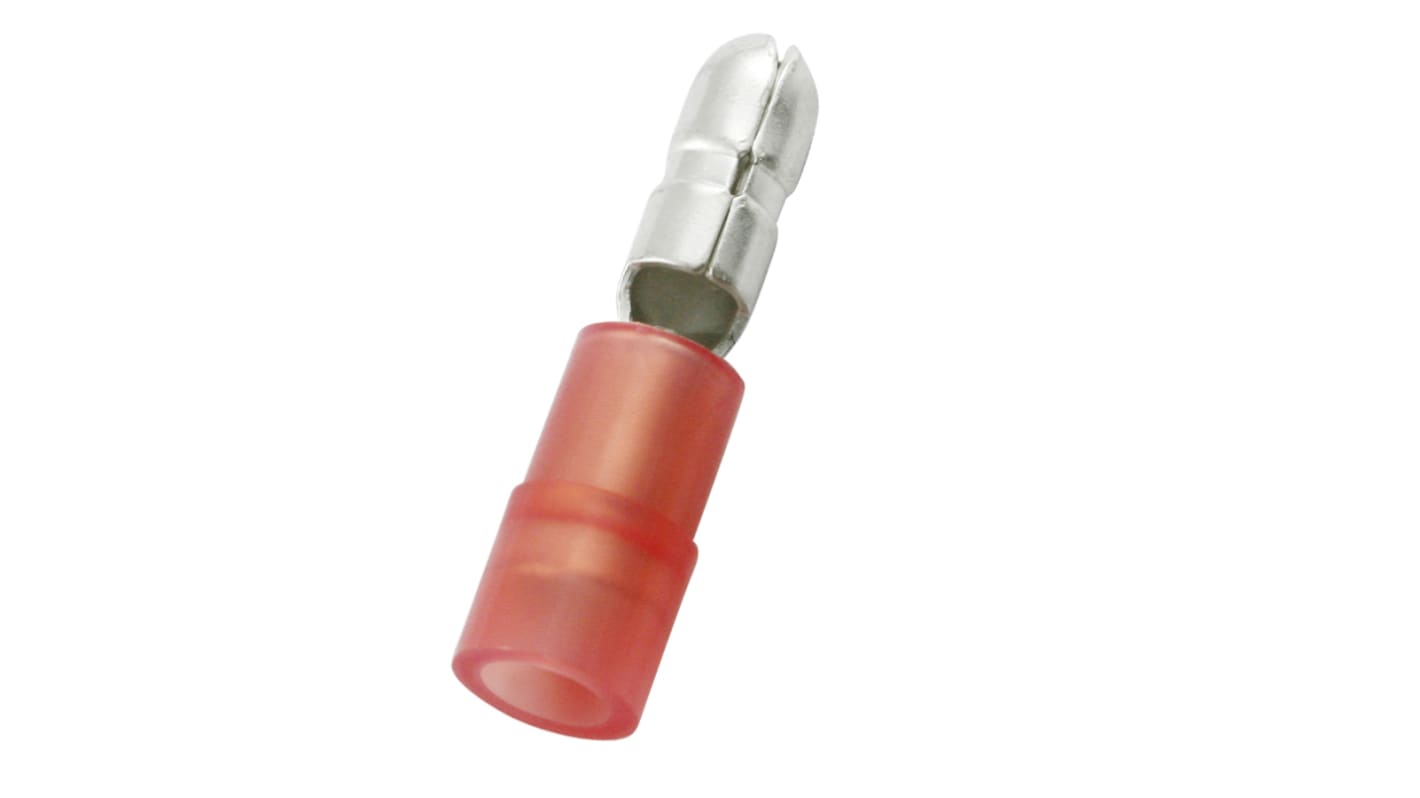 Capocorda bullet a crimpare RS PRO, Maschio, diam. 4mm, 0.5mm² - 1.5mm², Rosso