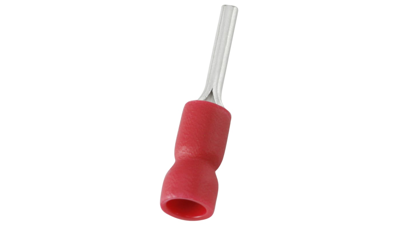 RS PRO Stiftkabelschuh, Rot Isoliert Vinyl min. 0.5mm², max. 1.5mm² 22AWG 16AWG, Ø 1.9mm