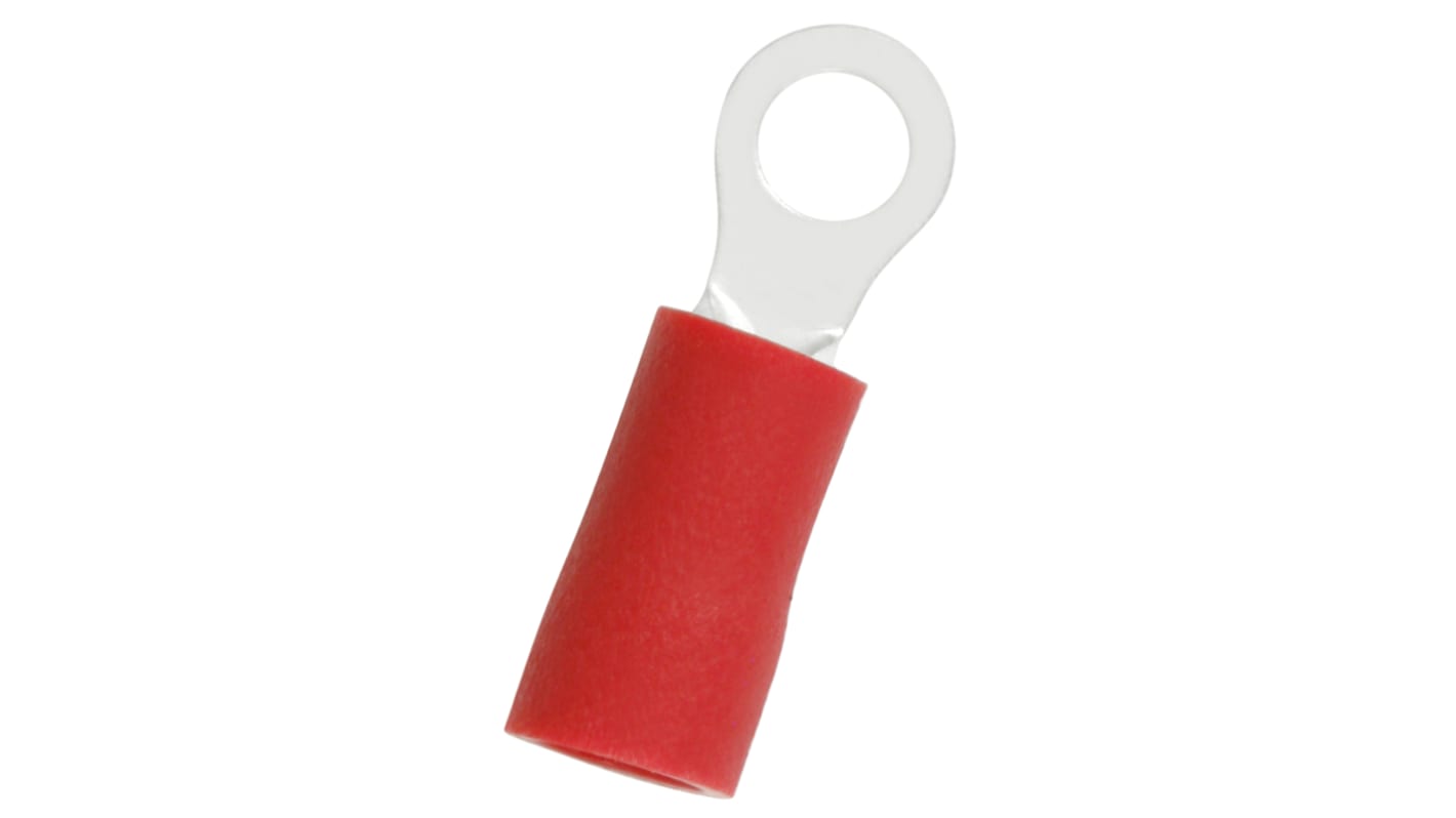 RS PRO Ringkabelschuh, Isoliert, Vinyl, Rot, aussen ø 5.5mm, innen ø 3.2mm, max. 1.5mm², 3.2mm