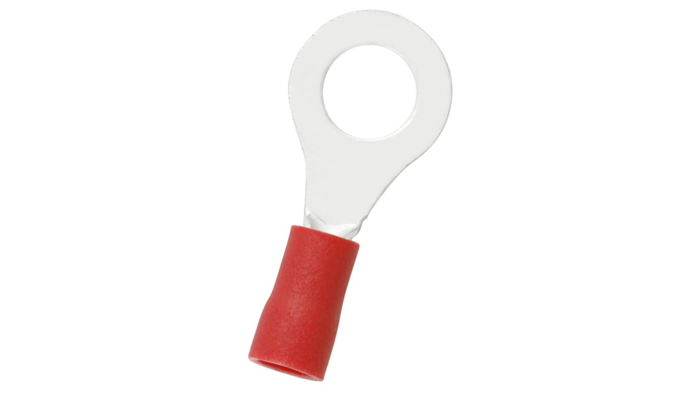 RS PRO Ringkabelschuh, Isoliert, Vinyl, Rot, aussen ø 11.6mm, innen ø 6.4mm, max. 1.5mm², 6.4mm