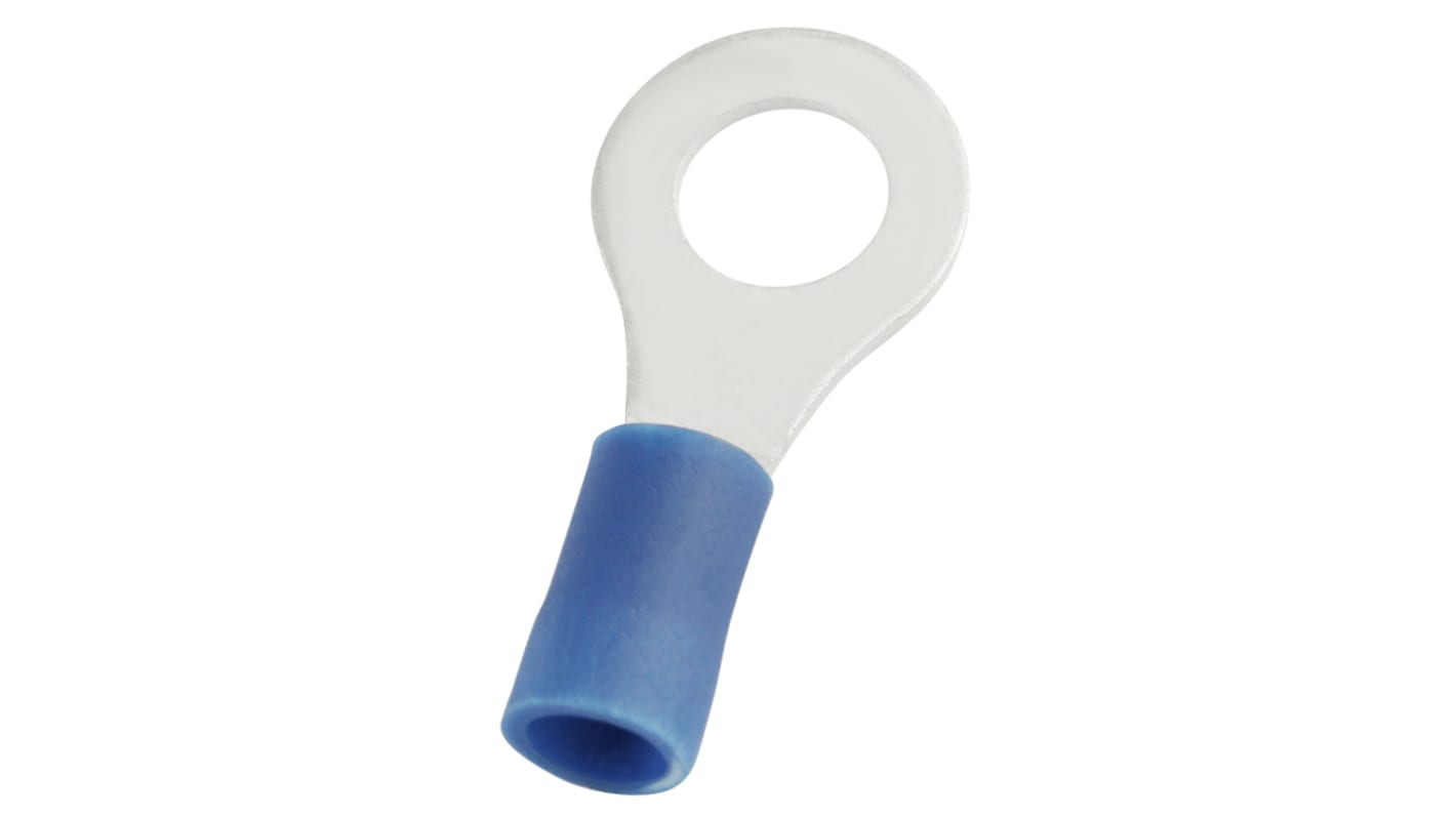 RS PRO Ringkabelschuh, Isoliert, Vinyl, Blau, aussen ø 12mm, innen ø 6.4mm, max. 2.5mm², 6.4mm