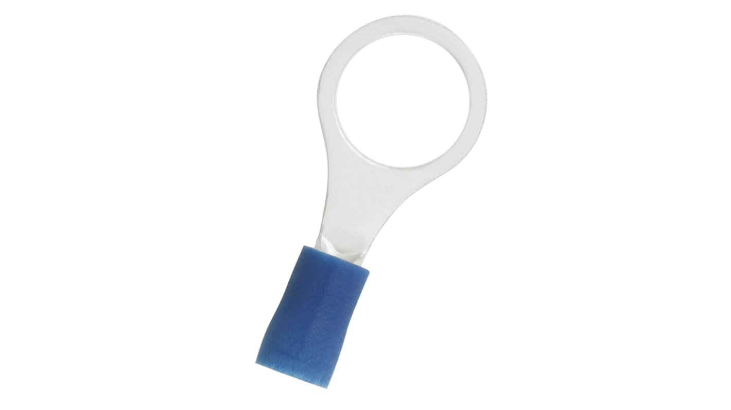 RS PRO Ringkabelschuh, Isoliert, Vinyl, Blau, aussen ø 13.6mm, innen ø 10.5mm, max. 2.5mm², 10.5mm