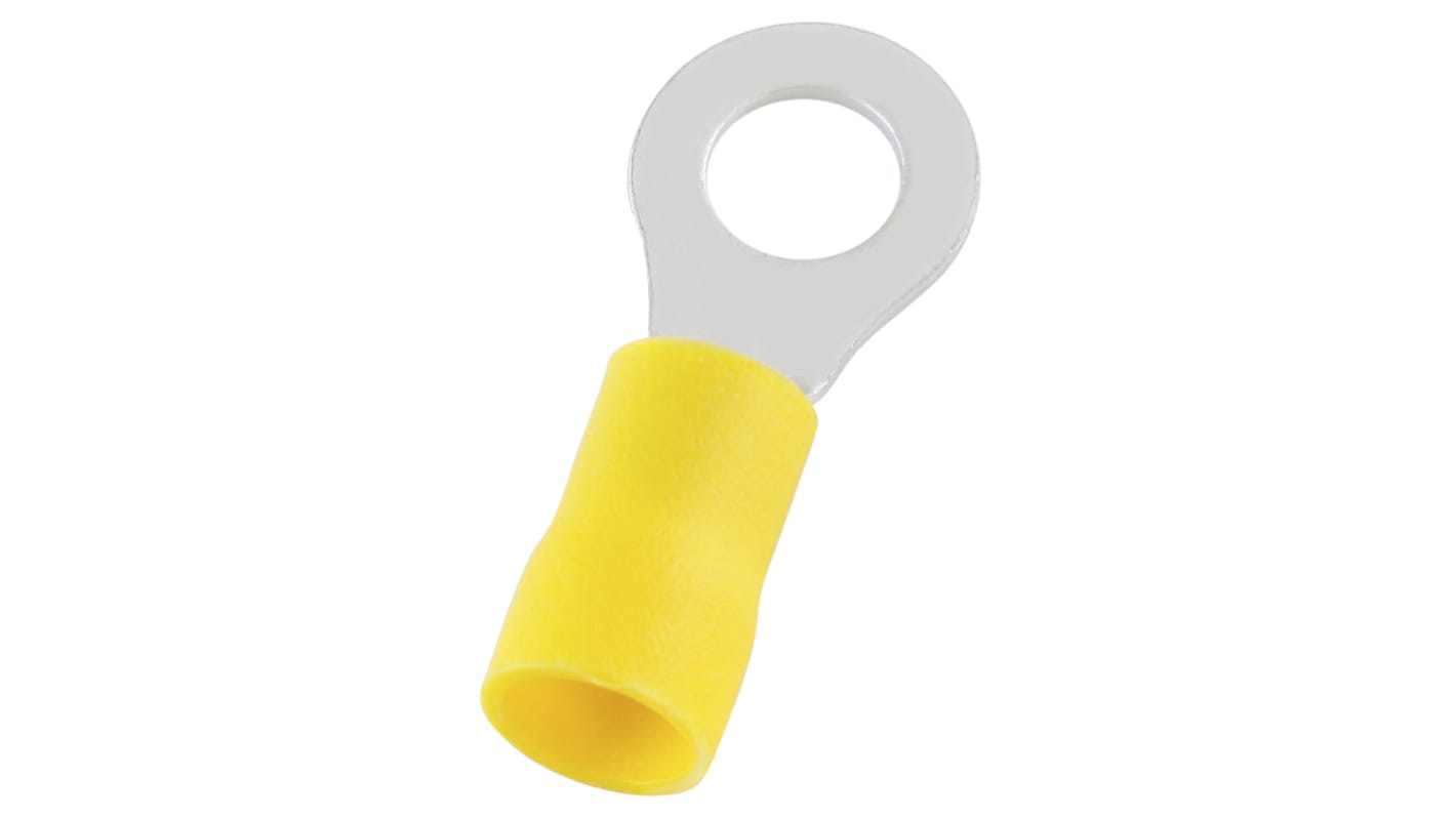 RS PRO Insulated Ring Terminal, 6.4mm Stud Size, 4mm² to 6mm² Wire Size, Yellow