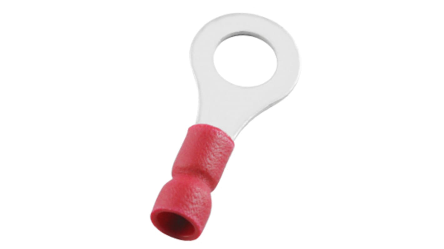 RS PRO Insulated Ring Terminal, 6.4mm Stud Size, 0.5mm² to 1.5mm² Wire Size, Red