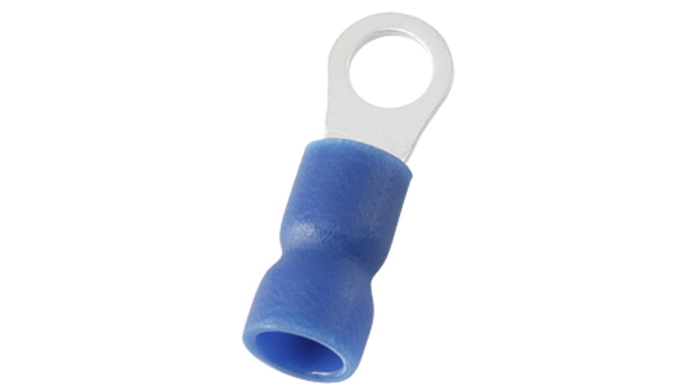 RS PRO Ringkabelschuh, Isoliert, Vinyl, Blau, aussen ø 8.5mm, innen ø 4.3mm, max. 2.5mm², 4.3mm