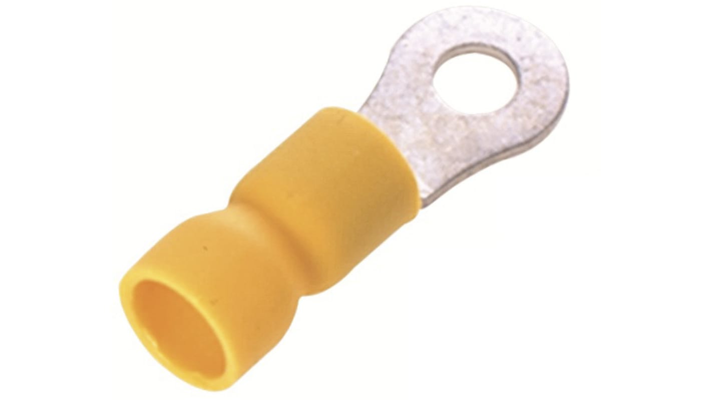 RS PRO Insulated Ring Terminal, 6.4mm Stud Size, 4mm² to 6mm² Wire Size, Yellow RS