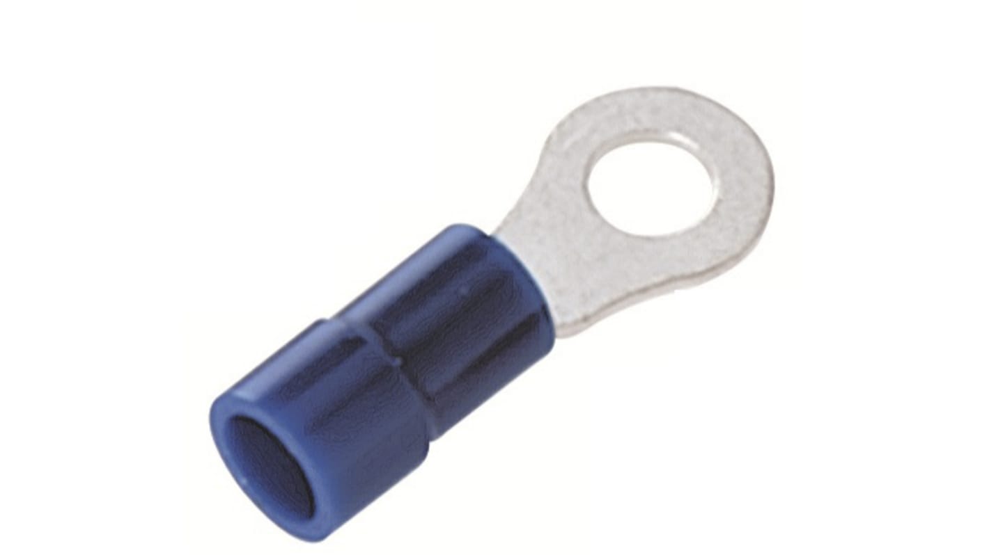 RS PRO Ringkabelschuh, Isoliert, Vinyl, Blau, aussen ø 6.6mm, innen ø 4.3mm, max. 2.5mm², 4.3mm